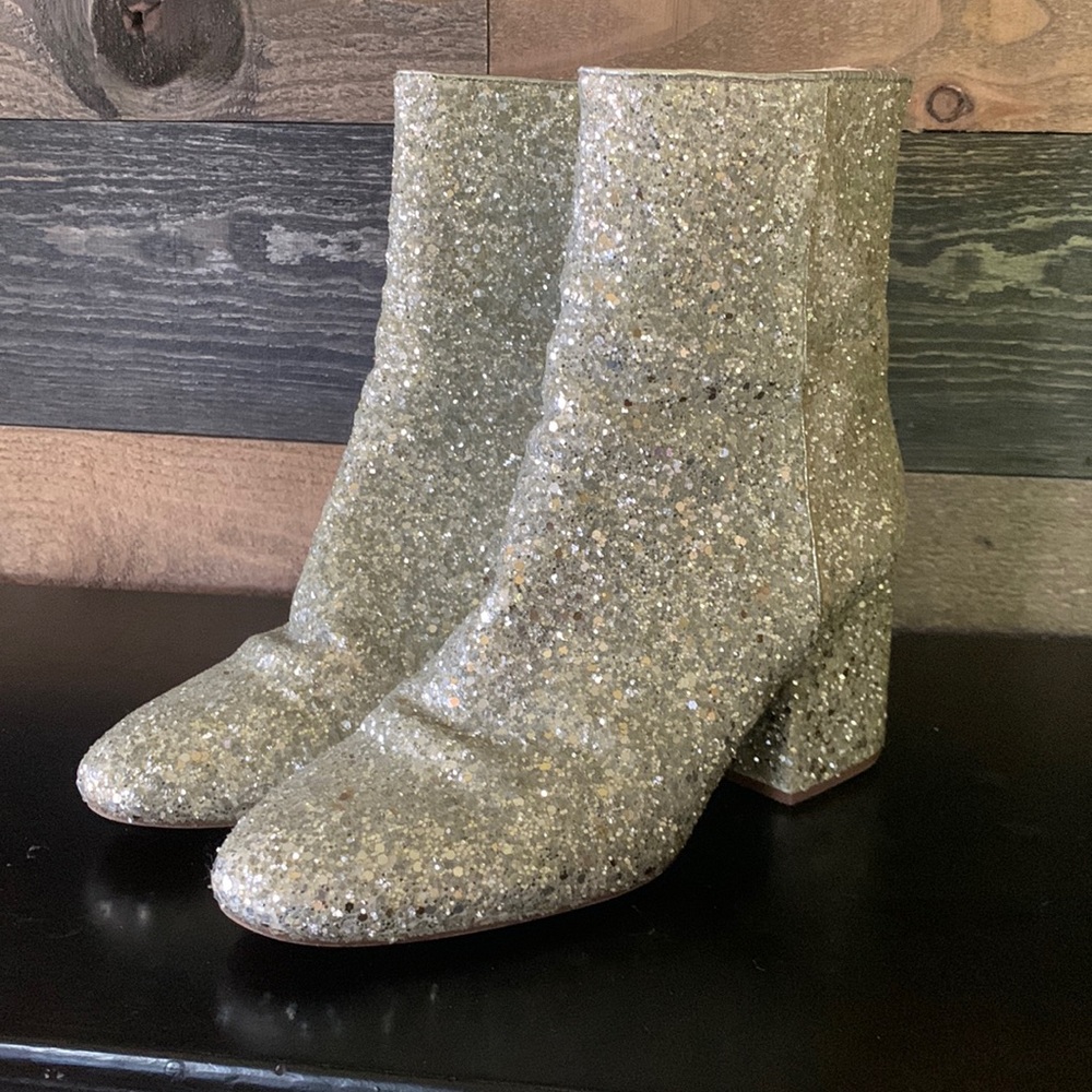 J. Crew Sadie silver sequin glitter sparkle ankle cowboy boot